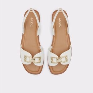 ALDO Women's White Sandals with Gold Accent Size US 11